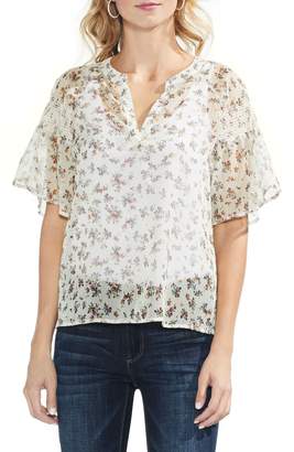 Vince Camuto Manor Ditsy Flutter Sleeve Blouse