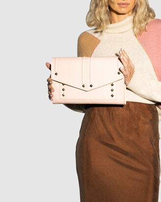 Bee Women's Pink Leather bags - Olivia Blush Clutch Bag