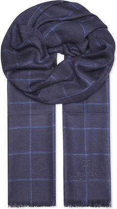 Corneliani Windowpane check cashmere & silk scarf