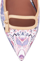 Thumbnail for your product : Tabitha Simmons Dilly leather-trimmed printed satin point-toe flats