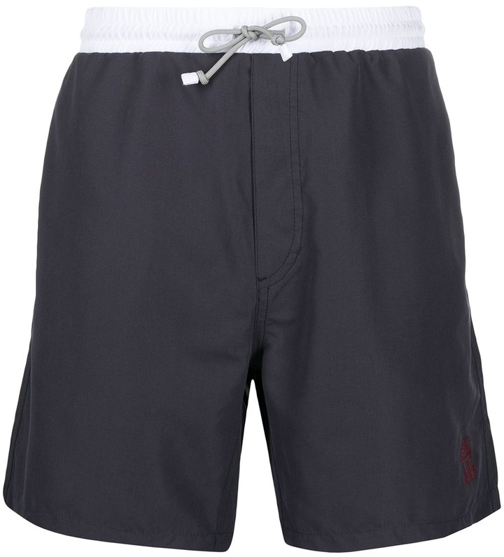 Brunello Cucinelli TwoTone LogoEmbroidered Swim Shorts ShopStyle