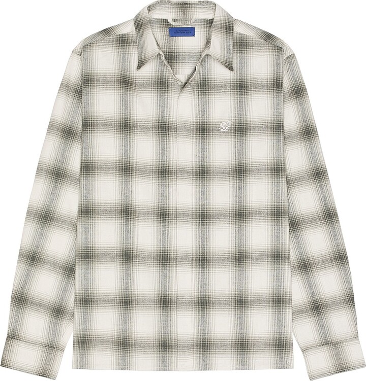 Saturdays NYC Mickey Cotton Linen Long Sleeve Shirt in White