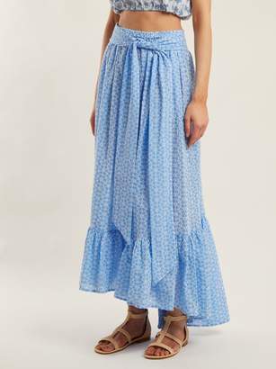 Lisa Marie Fernandez Floral-embroidered Cotton Skirt - Womens - Blue Multi