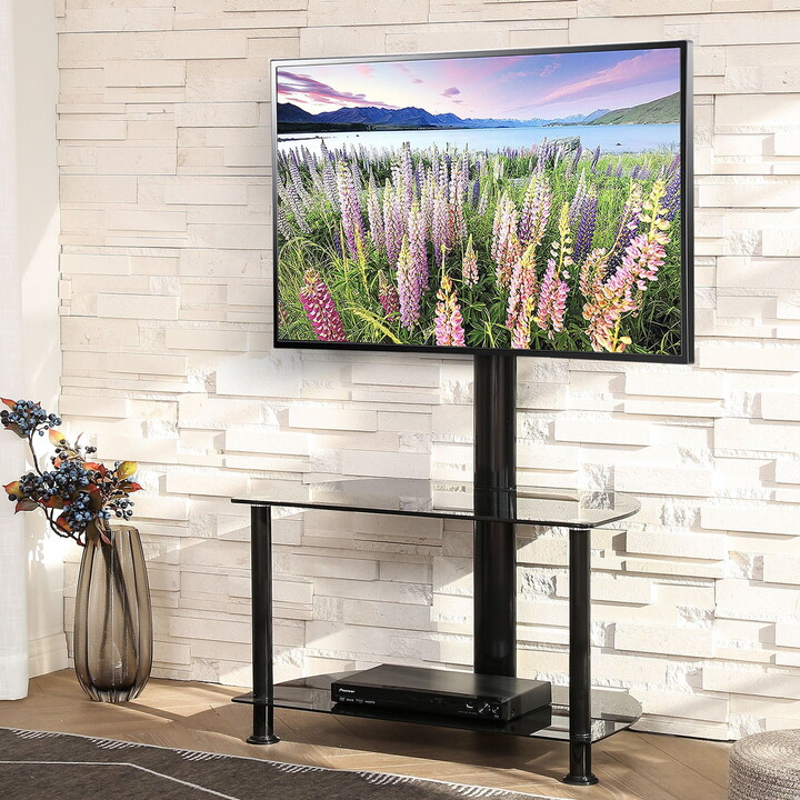 FITUEYES Swivel Floor TV Stand With Mount Height Adjustable for 32 50 55 inch Tvs Flat Curved Screen TV Max VESA 400x400 WT207001