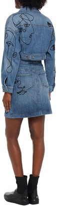 Moschino Embroidered Denim Mini Skirt