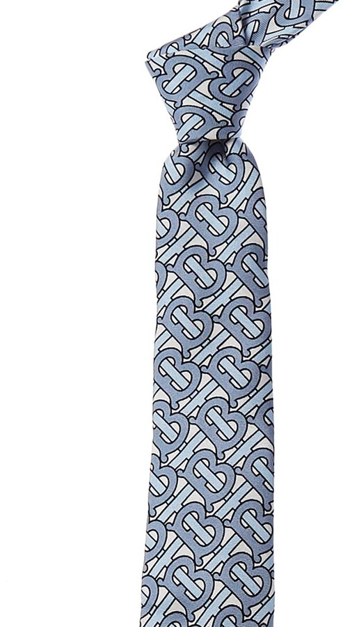Burberry Pale Blue Monogram Silk Tie - ShopStyle