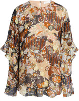Thumbnail for your product : Chloé Ruffle-trimmed Printed Fil Coupe Silk-gauze Blouse