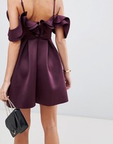 asos design strappy ruffle scuba prom mini dress