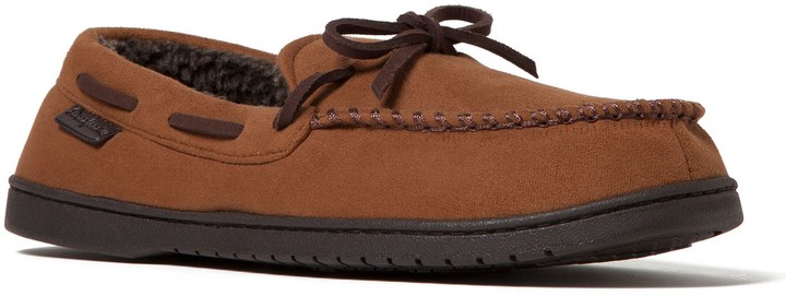 men's dearfoams microsuede whipstitch trim clog slippers