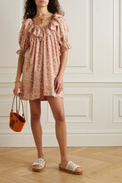 Thumbnail for your product : DÔEN Chime Ruffled Floral-print Cotton Mini Dress - Red - small