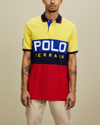 yellow and red polo shirt