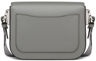 Saffiano Leather Prada Identity Shoulder Bag Women Slate Gray - Fablle