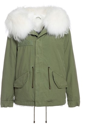 Mr & Mrs Italy Exclusive Fw20 Icon Parka: Army Cotton Canvas Mini Parka With Fox Fur Lining