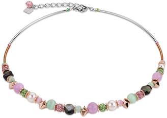 Coeur de Lion Crystal Pearls Peony Pink and Green Necklace 4864/10-0519