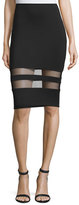 Thumbnail for your product : Alexander Wang T by Mesh-Stripe Lux Ponte Skirt, Black