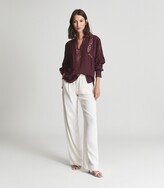 Thumbnail for your product : Reiss FREDA BLOOM DETAIL BLOUSE Burgundy