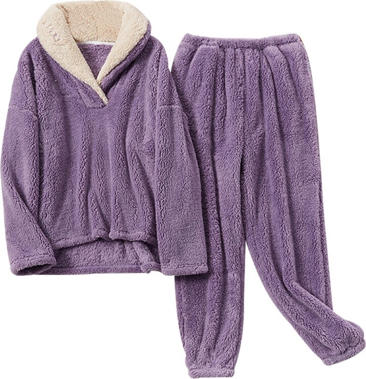 TEERFU Ladies Pyjamas Women Girls PJ's Comfy Super Soft Teddy Fleece
