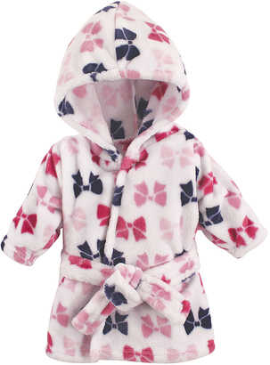 Hudson Baby Pink Bows Plush Hooded Bath Robe