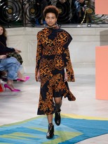 Thumbnail for your product : Peter Pilotto Floral-embroidered Silk-crepe Dress - Navy Multi