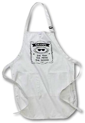 3dRose Gramps The Man The Myth The Legend fun funny grandpa grandfather gift - Full Length Apron, 22 by 30-inch, Black, With Pockets