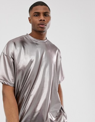 ASOS DESIGN oversized t-shirt in gunmetal metallic
