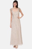 Thumbnail for your product : Kay Unger Embellished Cap Sleeve Lace Gown