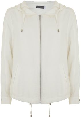 Mint Velvet White Soft Hooded Zip Jacket
