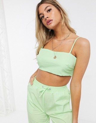 ASOS DESIGN DESIGN shell crop top in lime co-ord