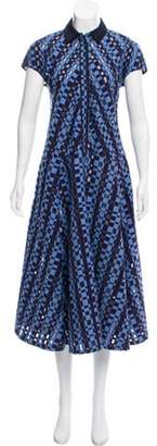 Lela Rose Textured Maxi Dress Blue Textured Maxi Dress
