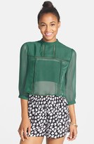 Thumbnail for your product : Frenchi Mock Neck Crop Blouse (Juniors)