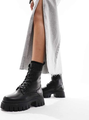 ASOS DESIGN Anchor chunky lace up boots in black ShopStyle