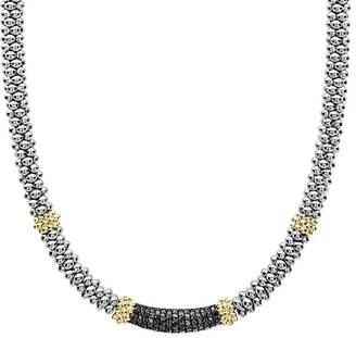 Lagos 18K Yellow Gold & Sterling Silver Diamond Lux Black Diamond Necklace, 16"