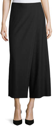 Eileen Fisher Wrap-Front Wide-Leg Crepe Pants