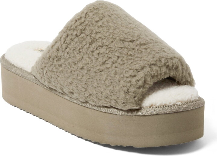 Deafoams Cozy Comfort Dearfoams Cozy Comfort Women’s Platform Terry Slide Slipper