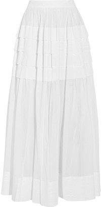 Michael Kors Collection Ruffled pleated cotton-organza midi skirt