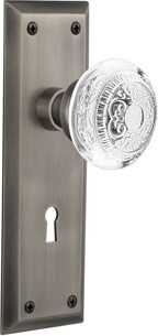 Nostalgic Warehouse New York Plate with Decorative Keyhole and Crystal Egg & Dart Knob