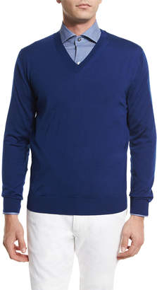 Ermenegildo Zegna High-Performance Wool Sweater, Bright Blue