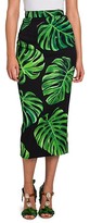 Thumbnail for your product : Dolce & Gabbana Tropical Leaf-Print Charmeuse Midi Pencil Skirt