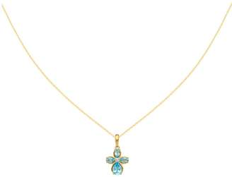 14K Flower Gemstone & Diamond Pendant with 18"Chain