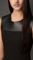 Thumbnail for your product : Burberry Leather Panel Silk Shift Dress