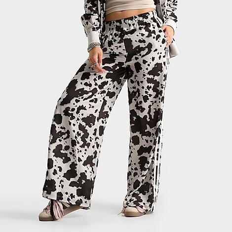 adidas Women's Originals Cow Print Satin Wide-Leg Pants | Size: Medium