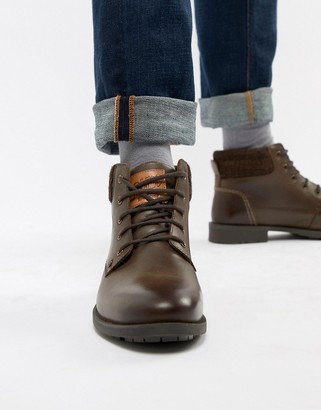 Original Penguin Leather Lace Up Boots in Brown