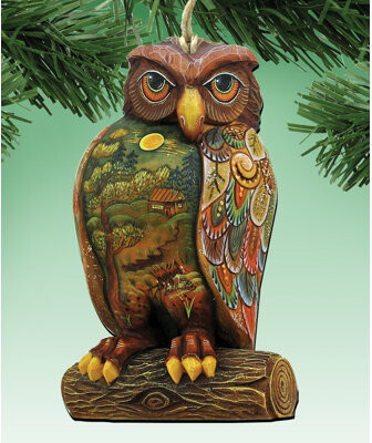 The Holiday Aisle Nocturnal Owl Hanging Shaped Wood Ornament