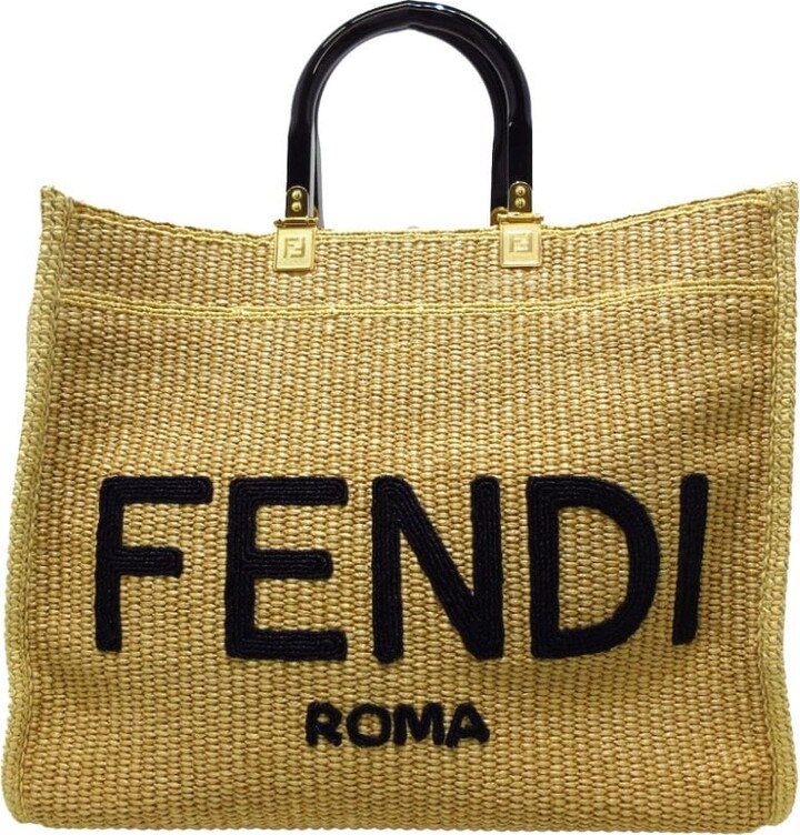 Fendi Pre-Owned 2021-2022 Medium Sunshine Raffia Tote satchel