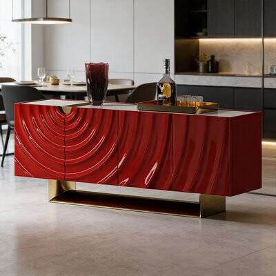 Darby Home Co Modern Wooden Sideboard Cabinet with Metal Base