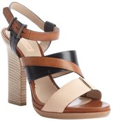 Thumbnail for your product : Reed Krakoff tan and peach and black strappy block heel sandals