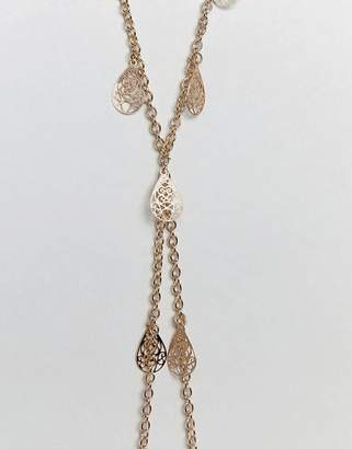 ASOS Curve DESIGN Curve body chain with filigree charms in gold