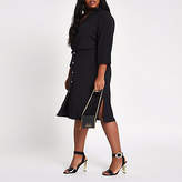 Thumbnail for your product : River Island Womens Plus black twist front midi shirt dress