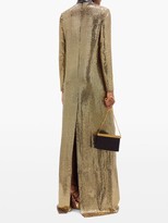 Thumbnail for your product : Gucci Leather-choker Chainmail Maxi Dress - Gold