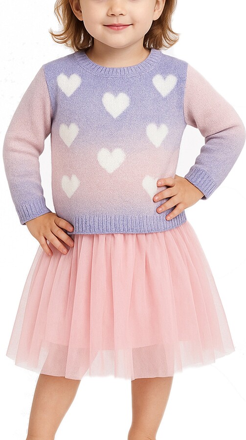 Zunie Kids' Ombre Heart Sweater & Tutu Skirt Set